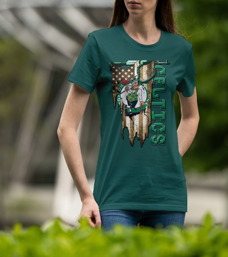 Boston Celtics Vintage American Flag T-Shirt