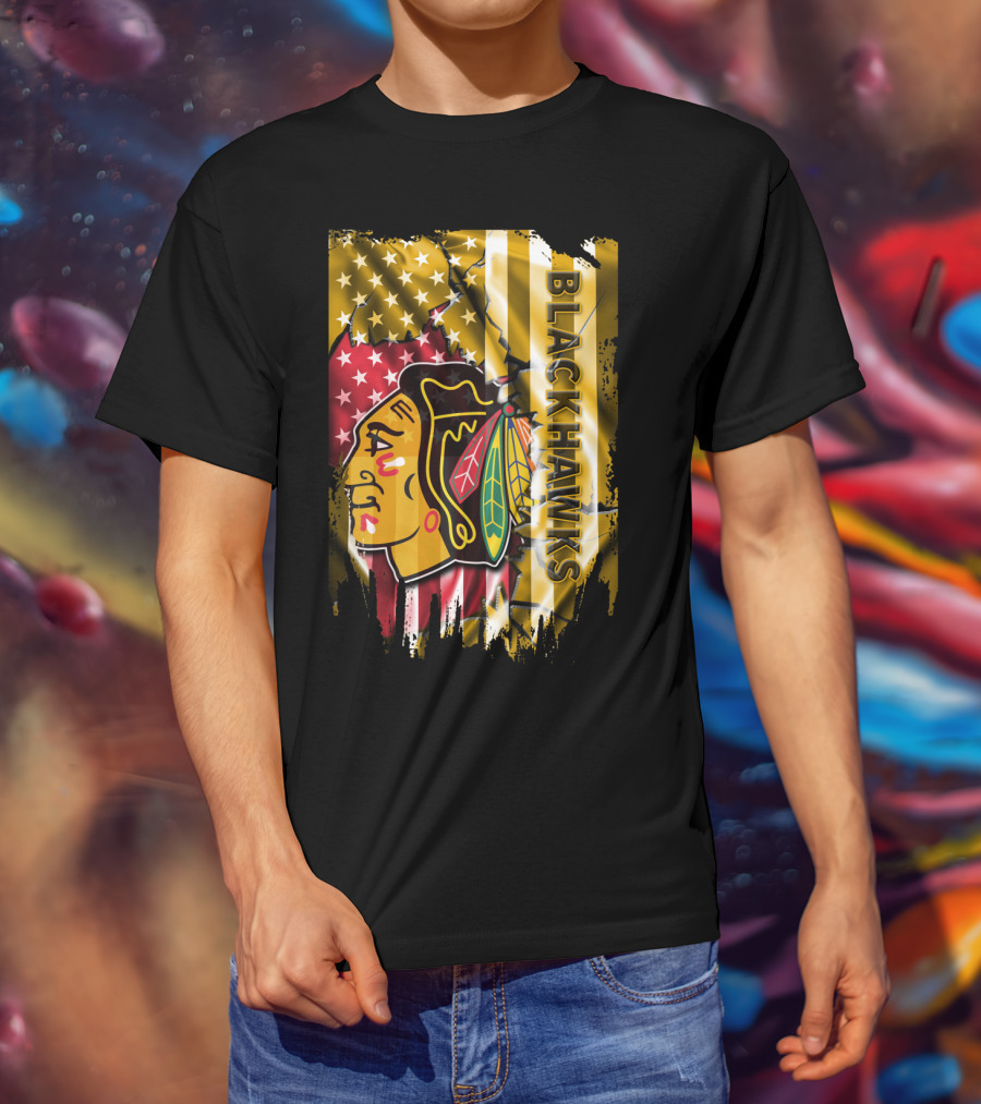 Blackhawks American Flag T-Shirt
