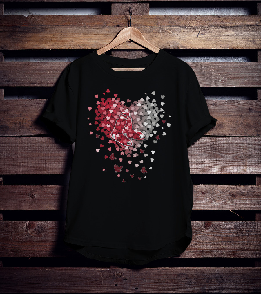 Boston Red Sox Heart Shaped Sox And Hearts T-Shirt