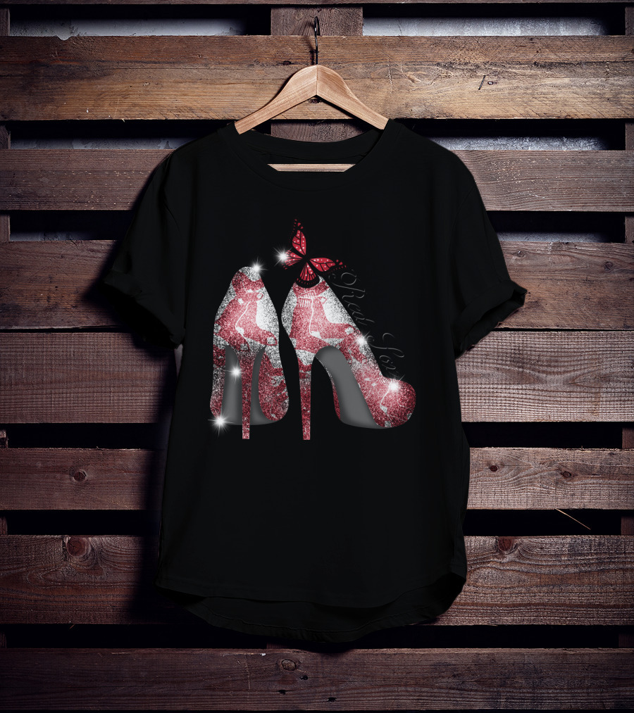 Boston Red Sox High Heels With Butterfly And Socks T-Shirt