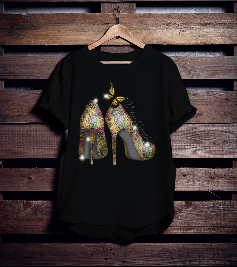 Chicago Blackhawks Heels With Butterfly Embellishment T-Shirt