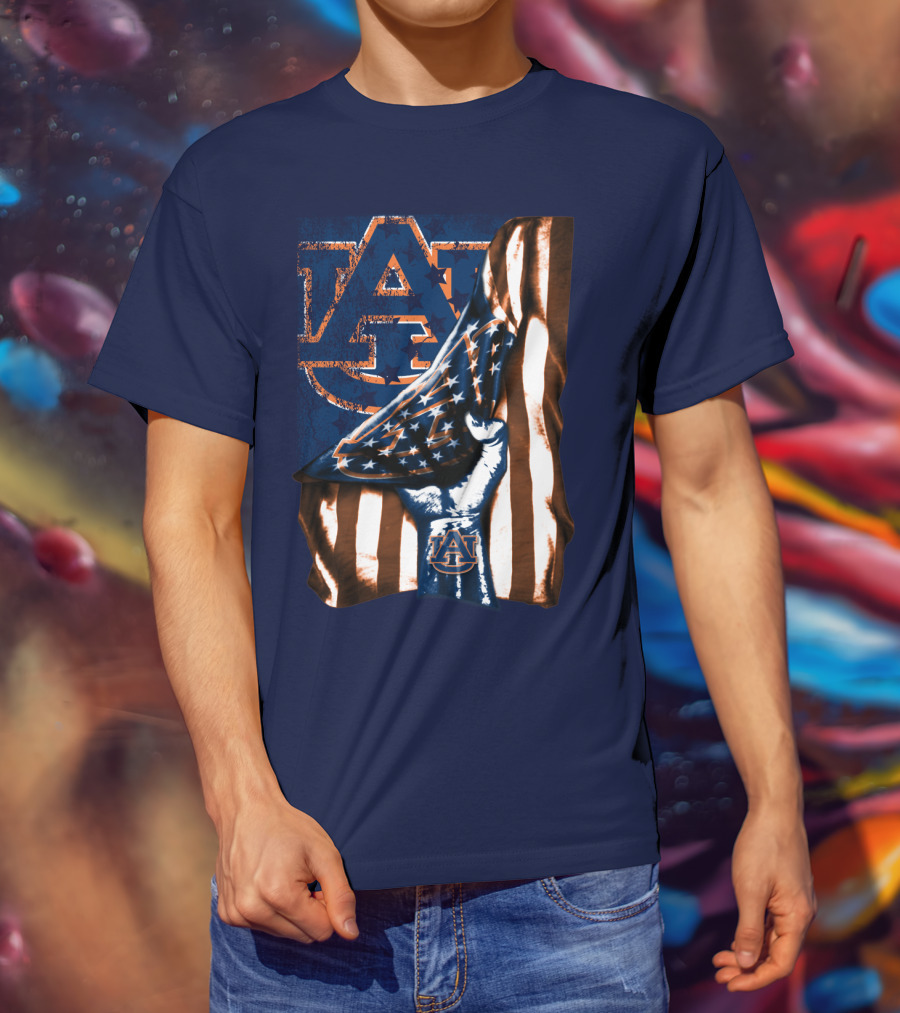 Auburn Tigers American Flag Hand Symbol With Au T-Shirt