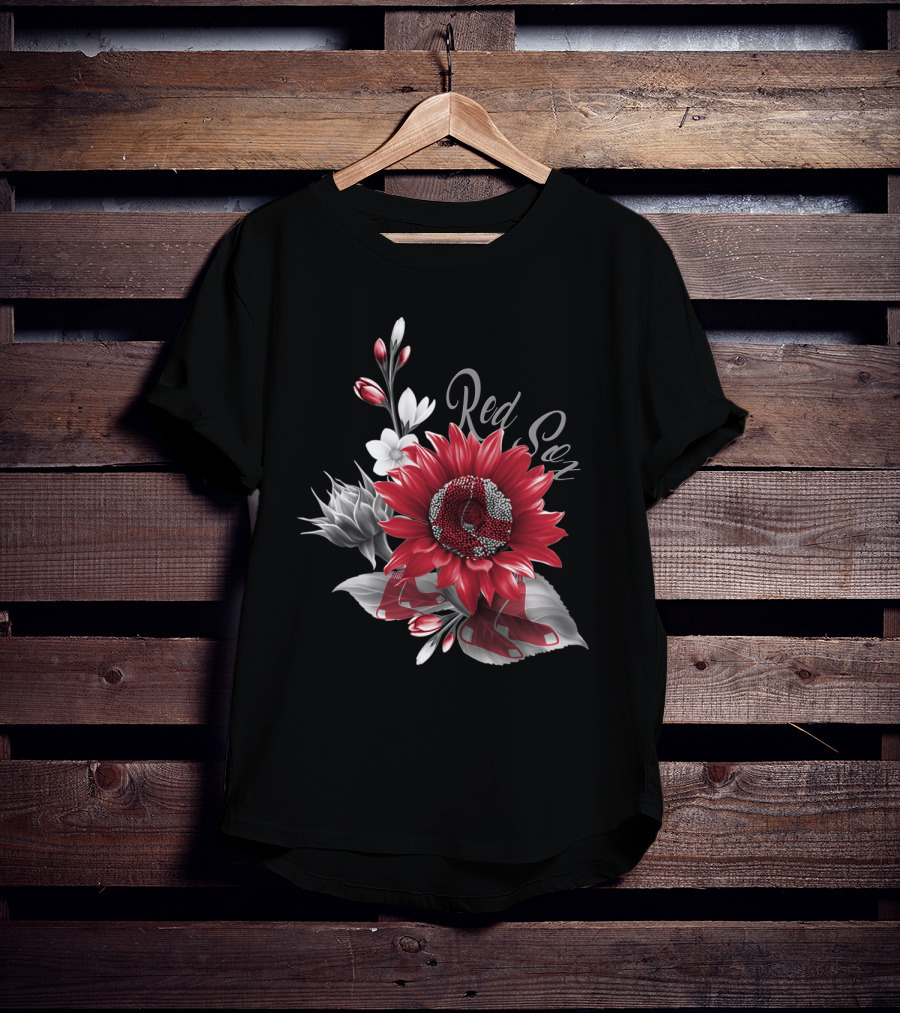 Boston Red Sox Red And White Floral T-Shirt