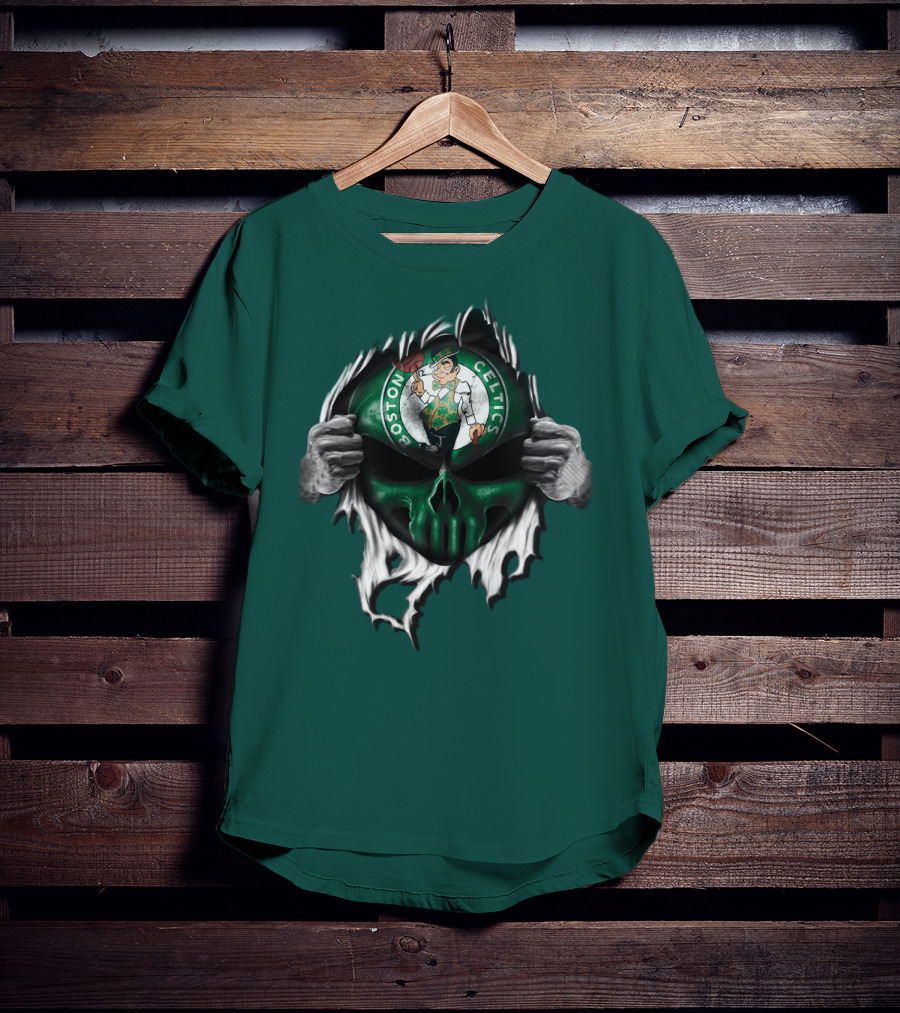 Boston Celtics Skull And Leprechaun Emblem T-Shirt