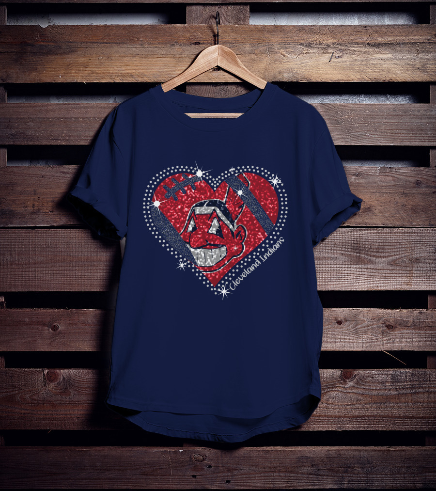 Cleveland Indians Heart Design With Effect T-Shirt