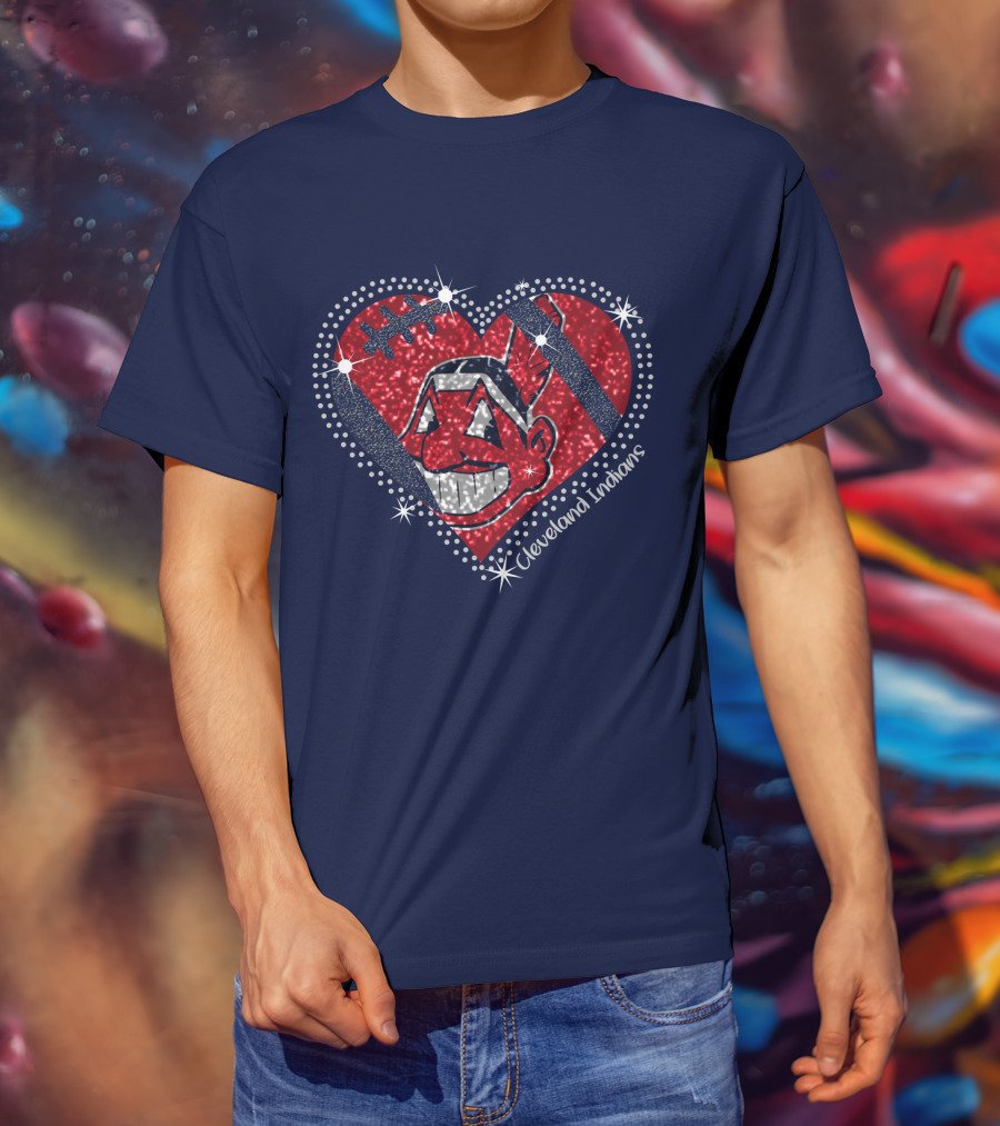 Cleveland Indians Heart Design With Effect T-Shirt