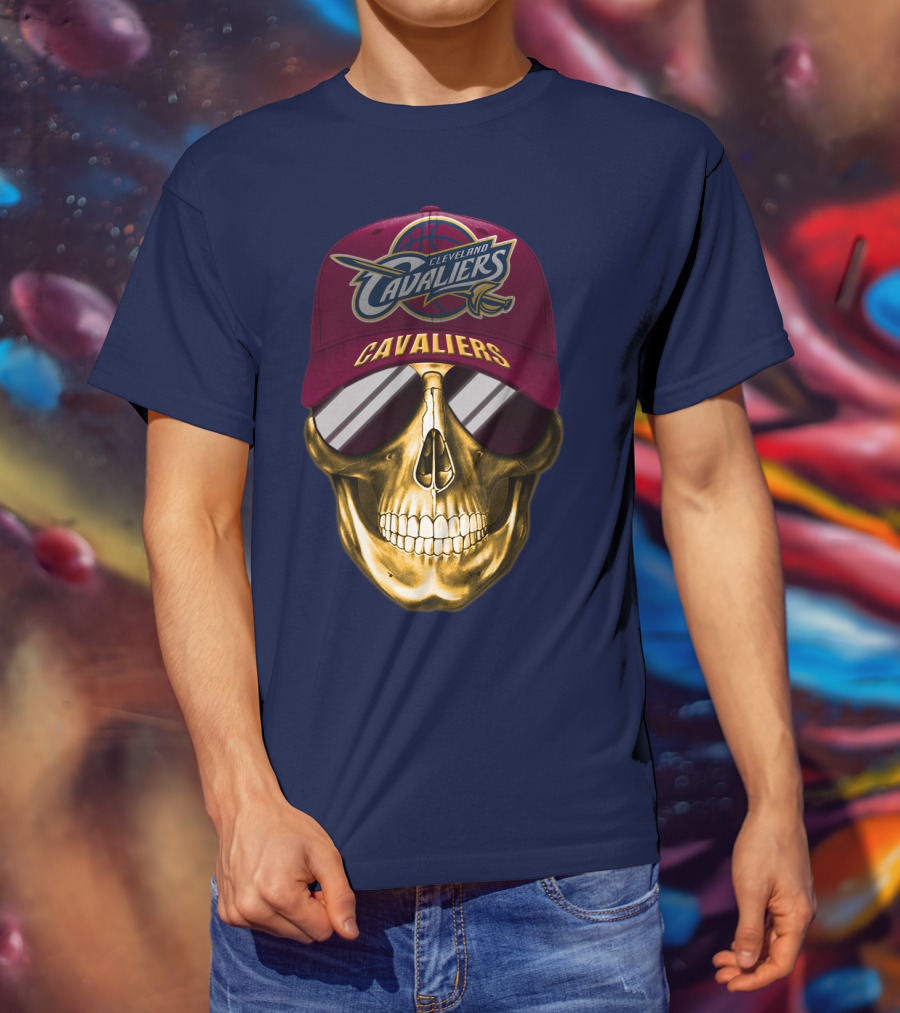Cleveland Cavaliers Skull Hat Nba Basketball Fan Gear T-Shirt