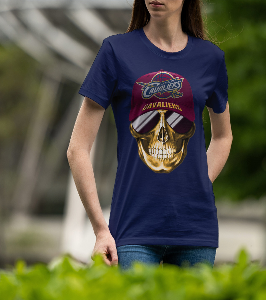 Cleveland Cavaliers Skull Hat Nba Basketball Fan Gear T-Shirt