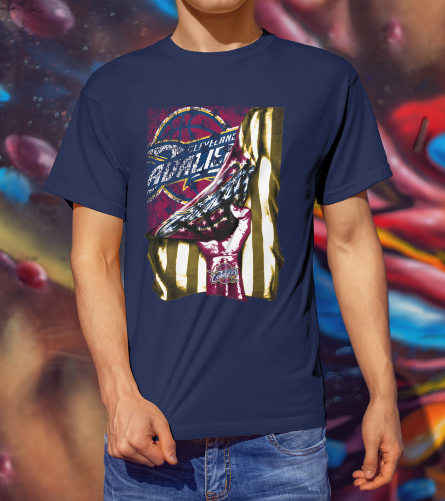 Cleveland Cavaliers American Flag Fist Nba Basketball T-Shirt