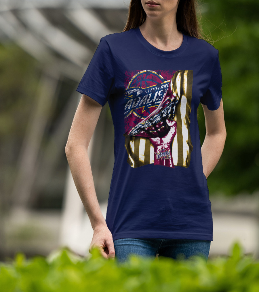 Cleveland Cavaliers American Flag Fist Nba Basketball T-Shirt