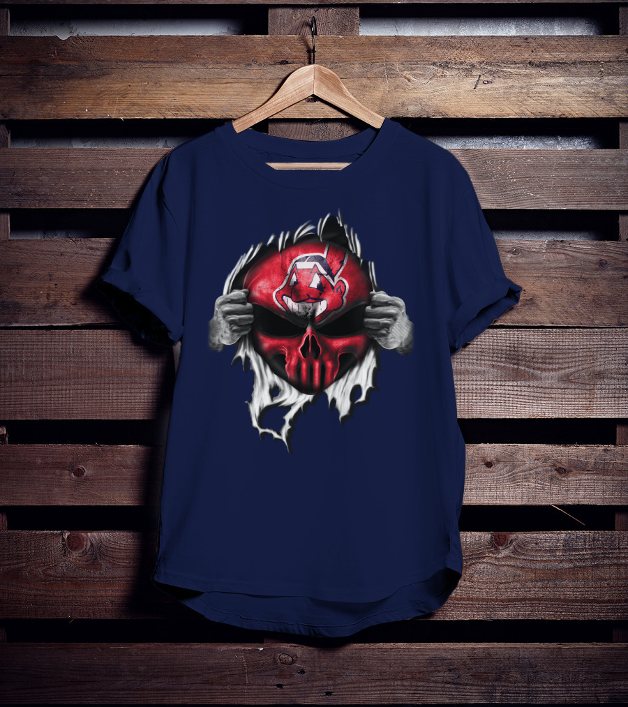 Cleveland Indians Skull Mask Ripping T-Shirt