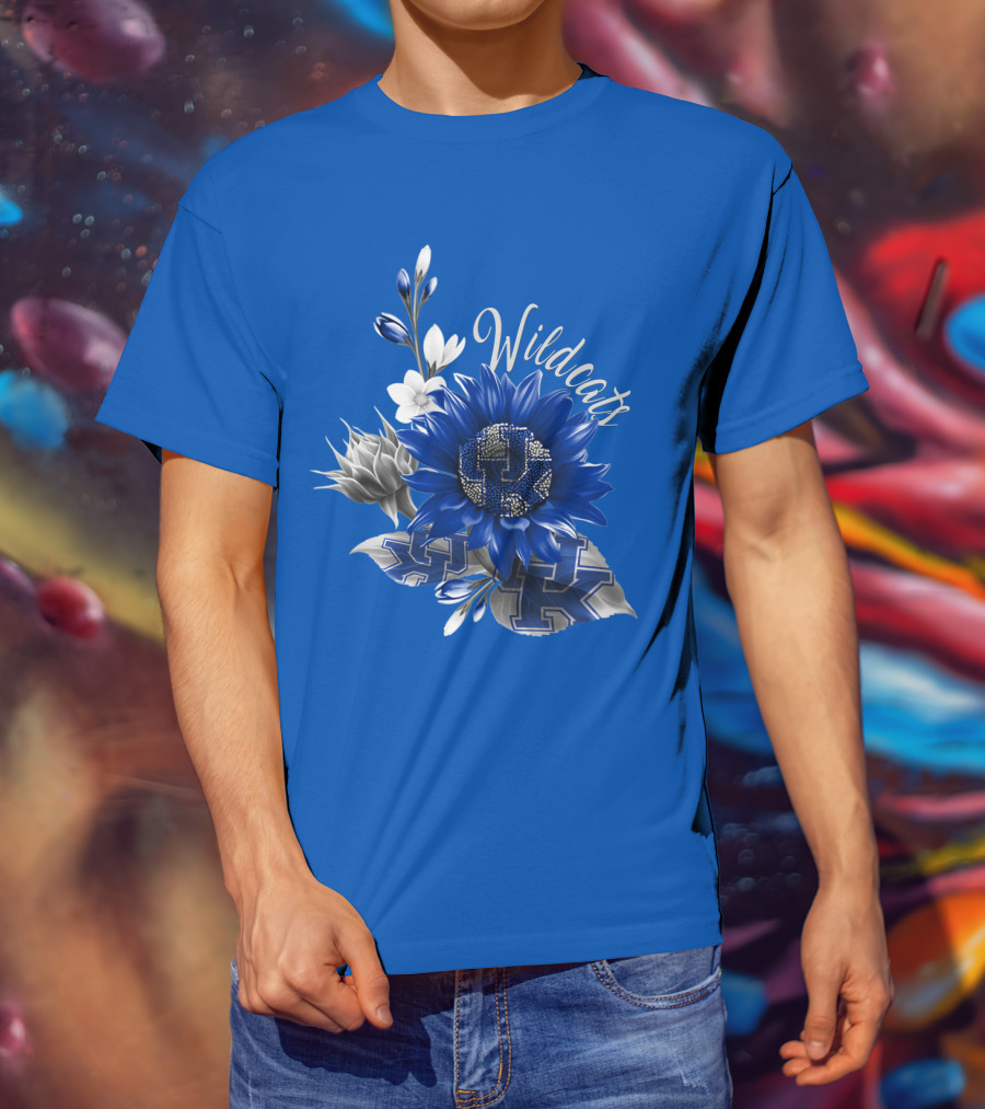 Wildcats Kentucky Blue Flowers K T-Shirt