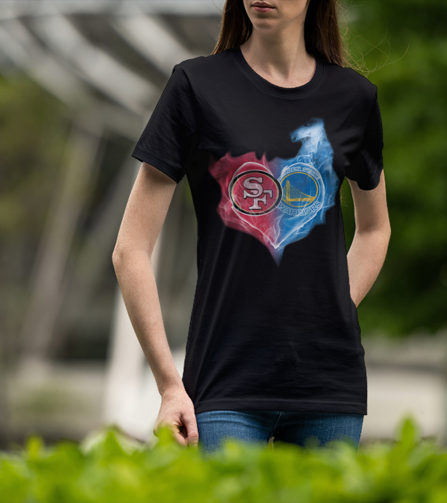 San Francisco 49ers Golden State Warriors Heart Fusion T-Shirt