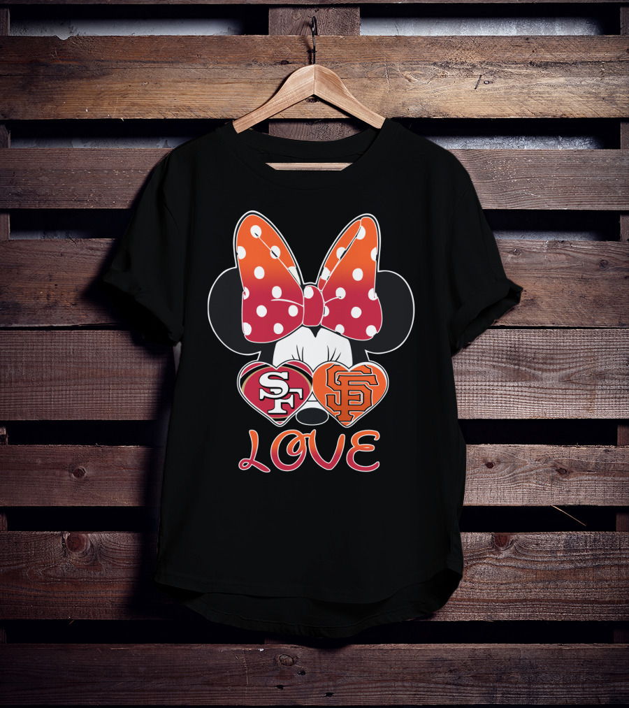 Minnie Mouse Love Sf 49ers Giants Hearts T-Shirt