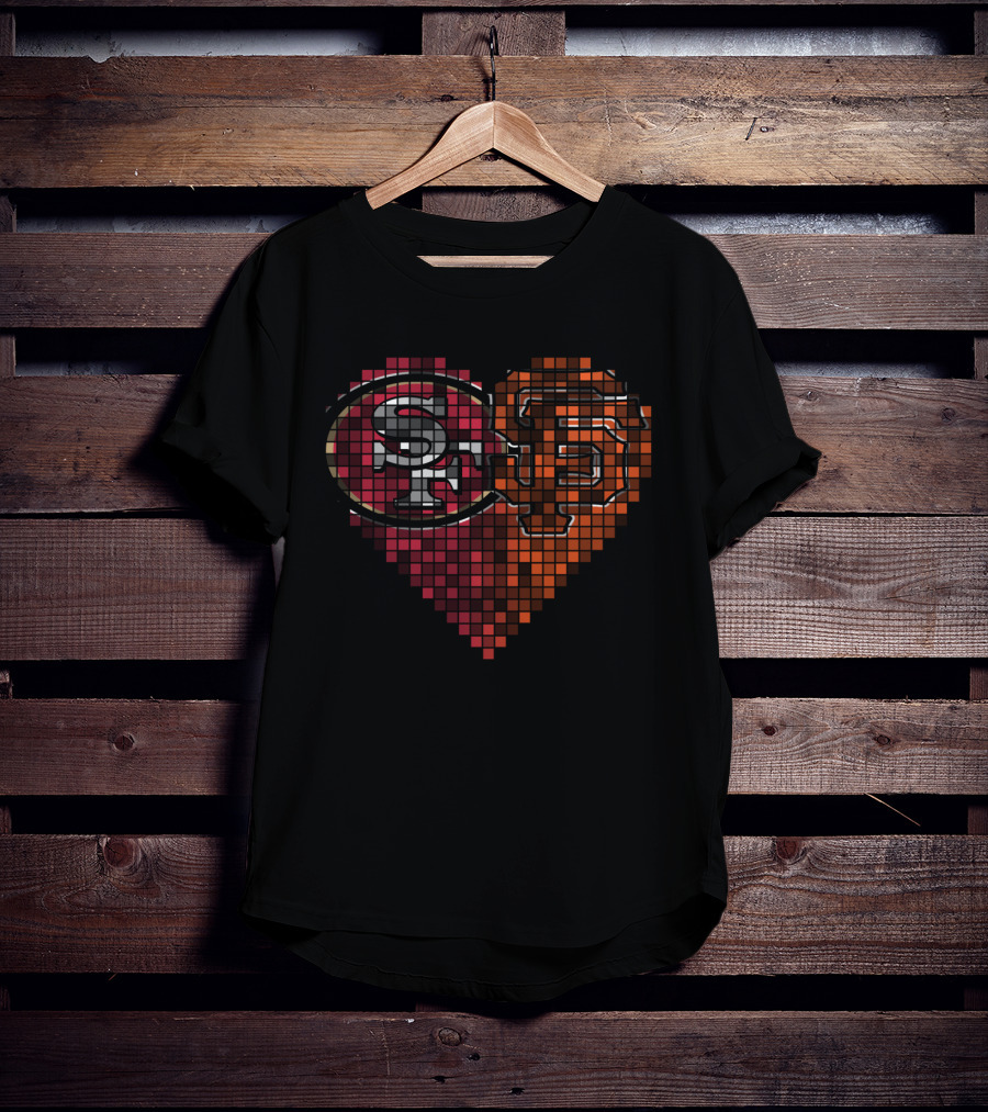 Ttr 003 Sf Giants 49ers Heart Pixel Art T-Shirt