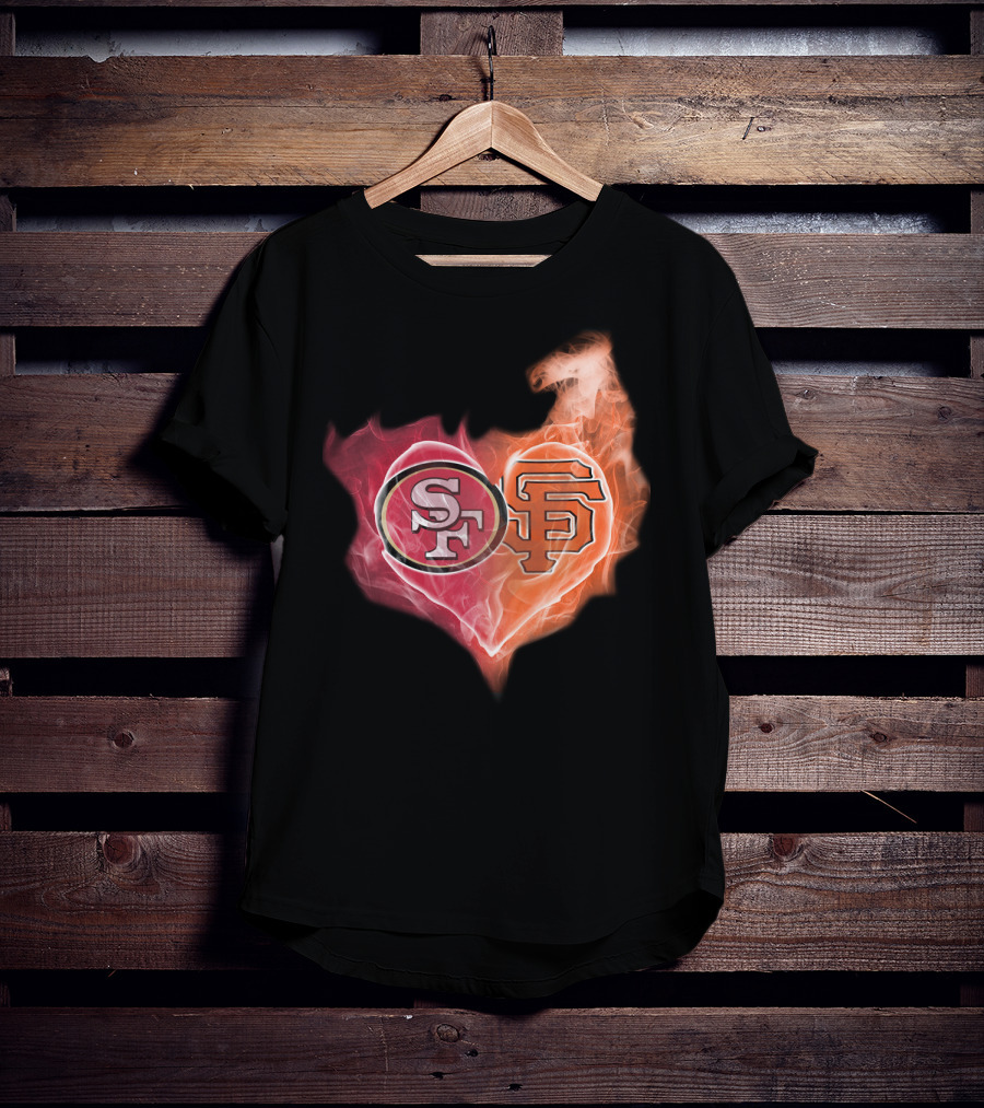 San Francisco 49ers Giants Heart Flame Combo T-Shirt