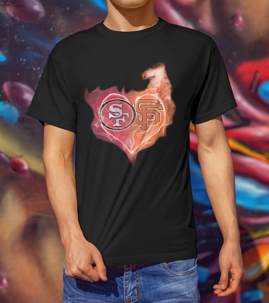 San Francisco 49ers Giants Heart Flame Combo T-Shirt