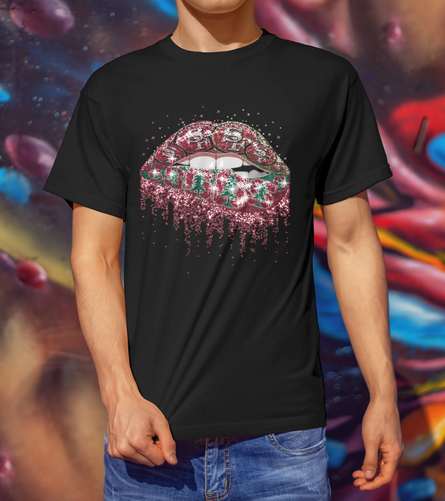 Lip Christmas Tree Santa Glam Lips 49ers T-Shirt