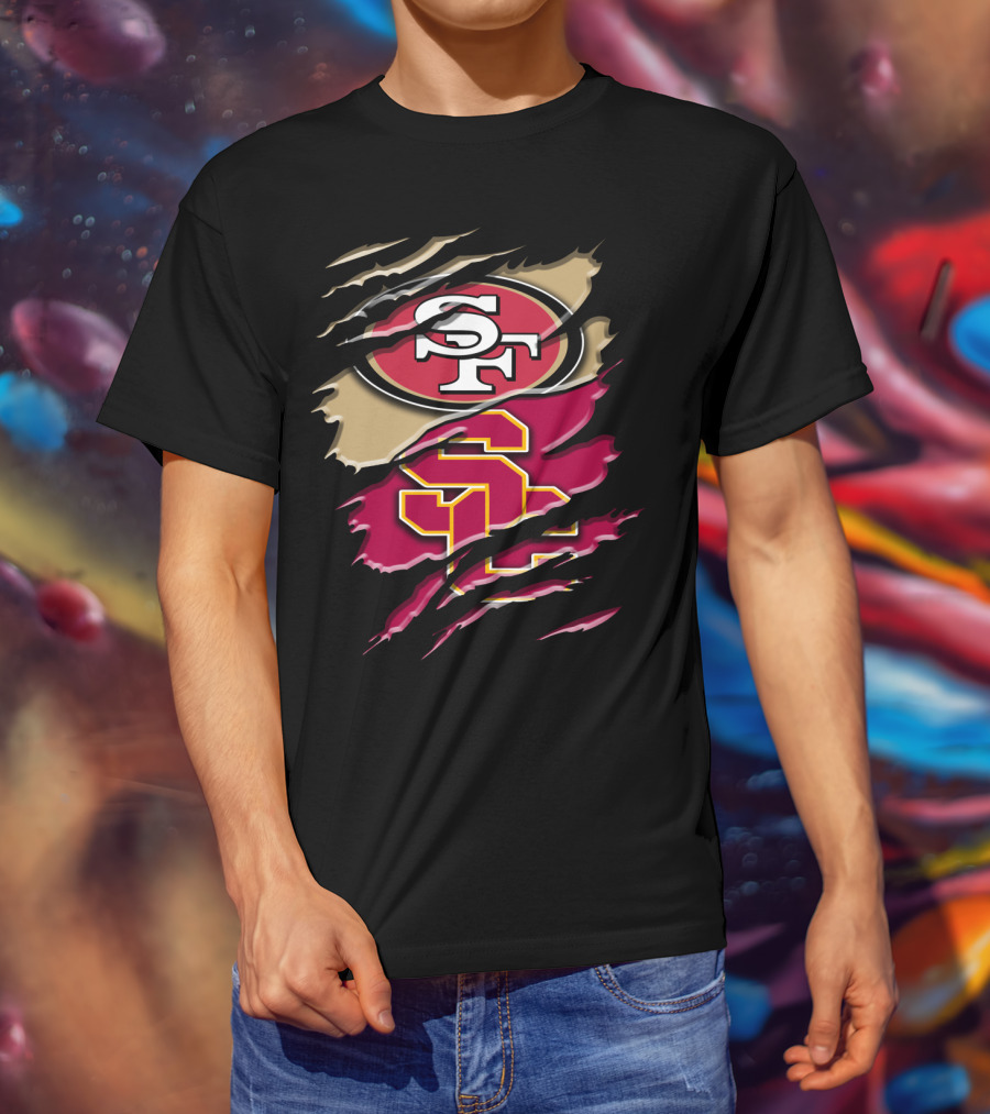 San Francisco 49ers USC Trojans Chest Rip T-Shirt