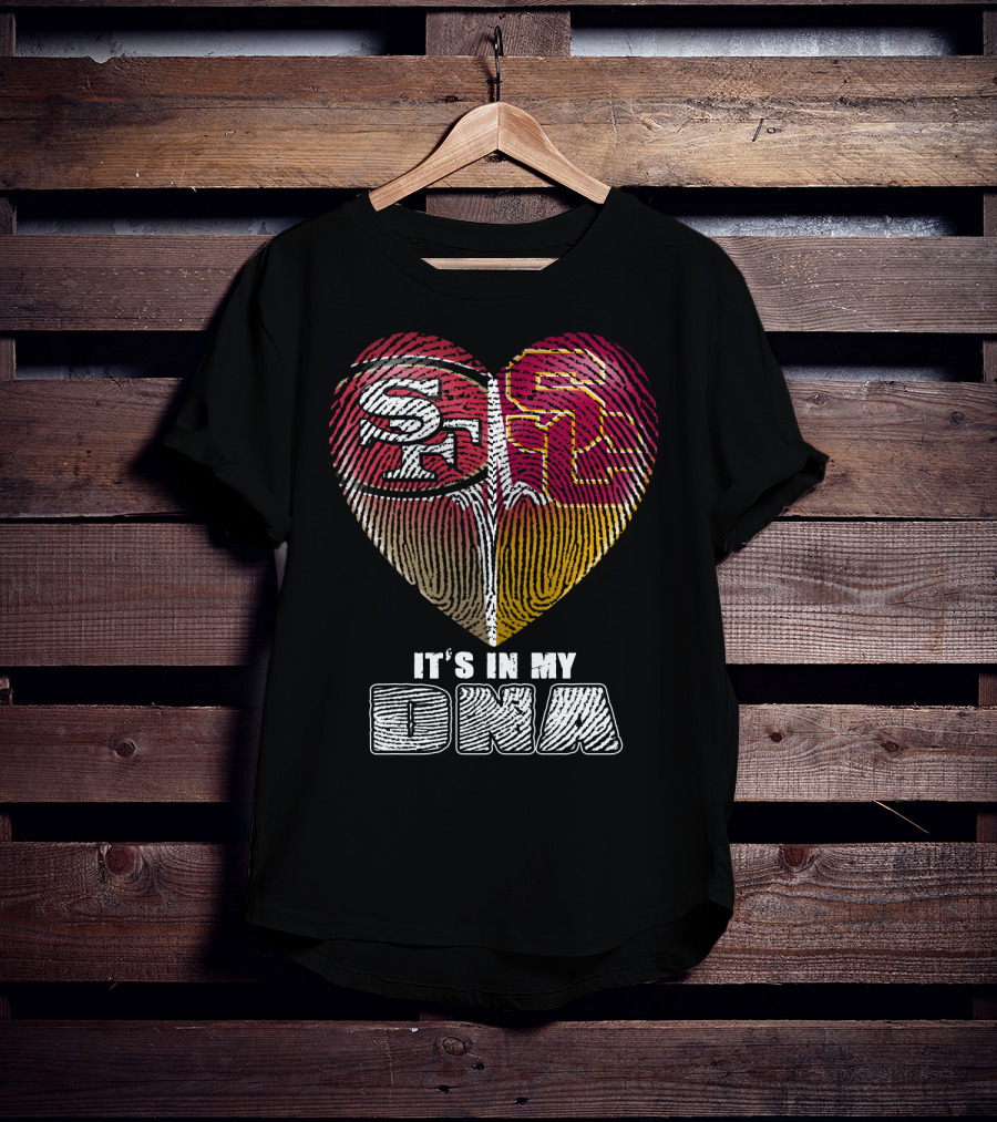 San Francisco 49ers USC Trojans Heart DNA Fingerprint Fan Pride T-Shirt