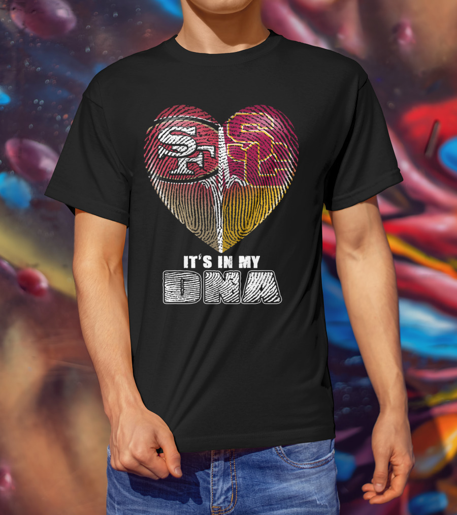 San Francisco 49ers USC Trojans Heart DNA Fingerprint Fan Pride T-Shirt