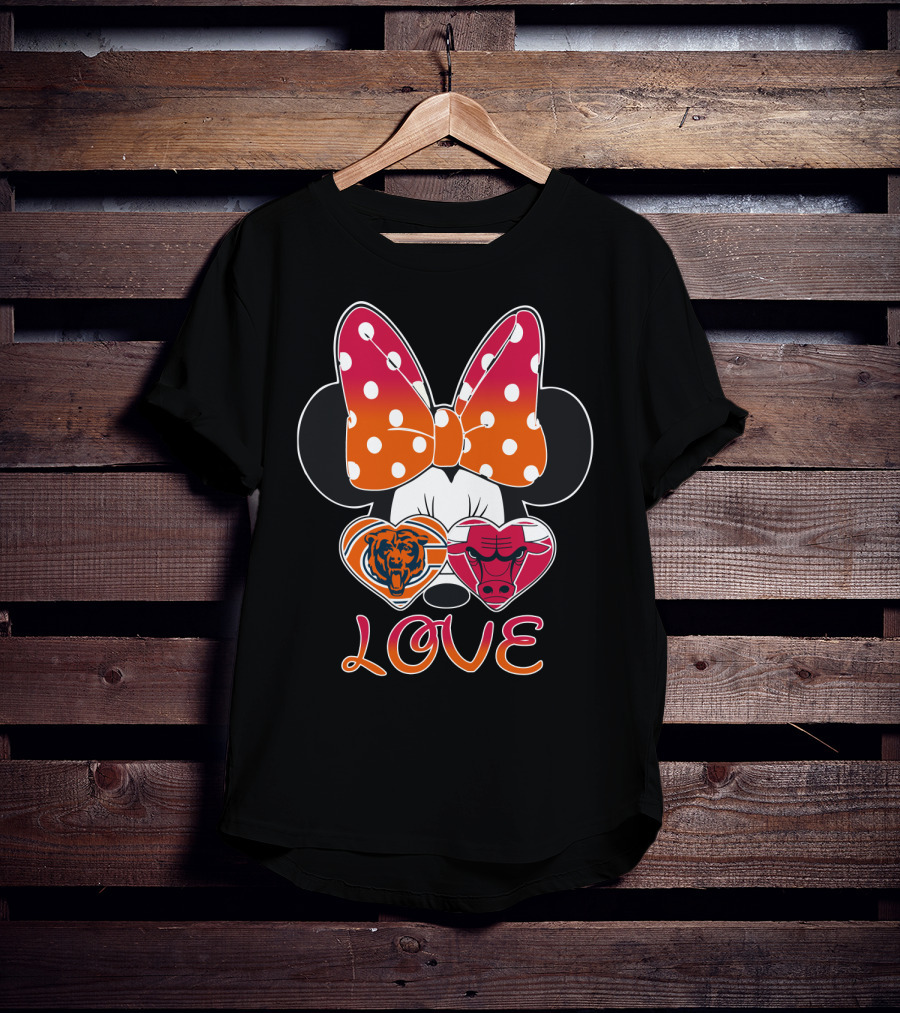 Minnie Mouse Chicago Bears Bulls Love T-Shirt