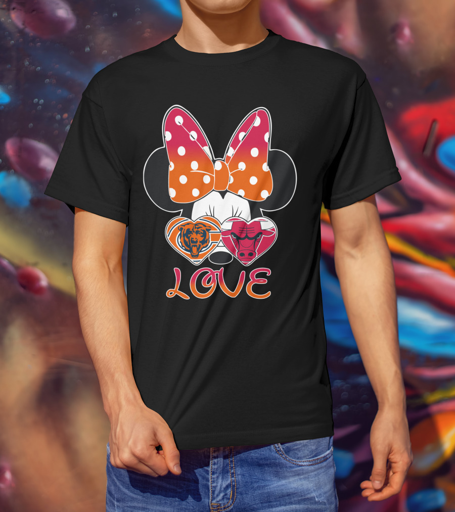 Minnie Mouse Chicago Bears Bulls Love T-Shirt