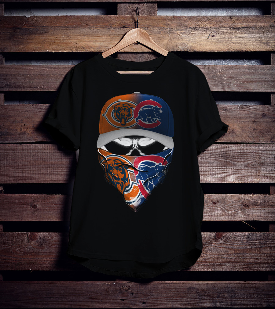 Chicago Bears And Cubs Fan Skull Mask T-Shirt