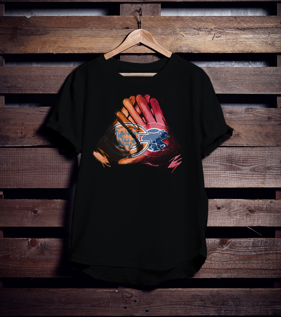 Bears And Cubs For Life Football And Baseball Logos Fusion T-Shirt