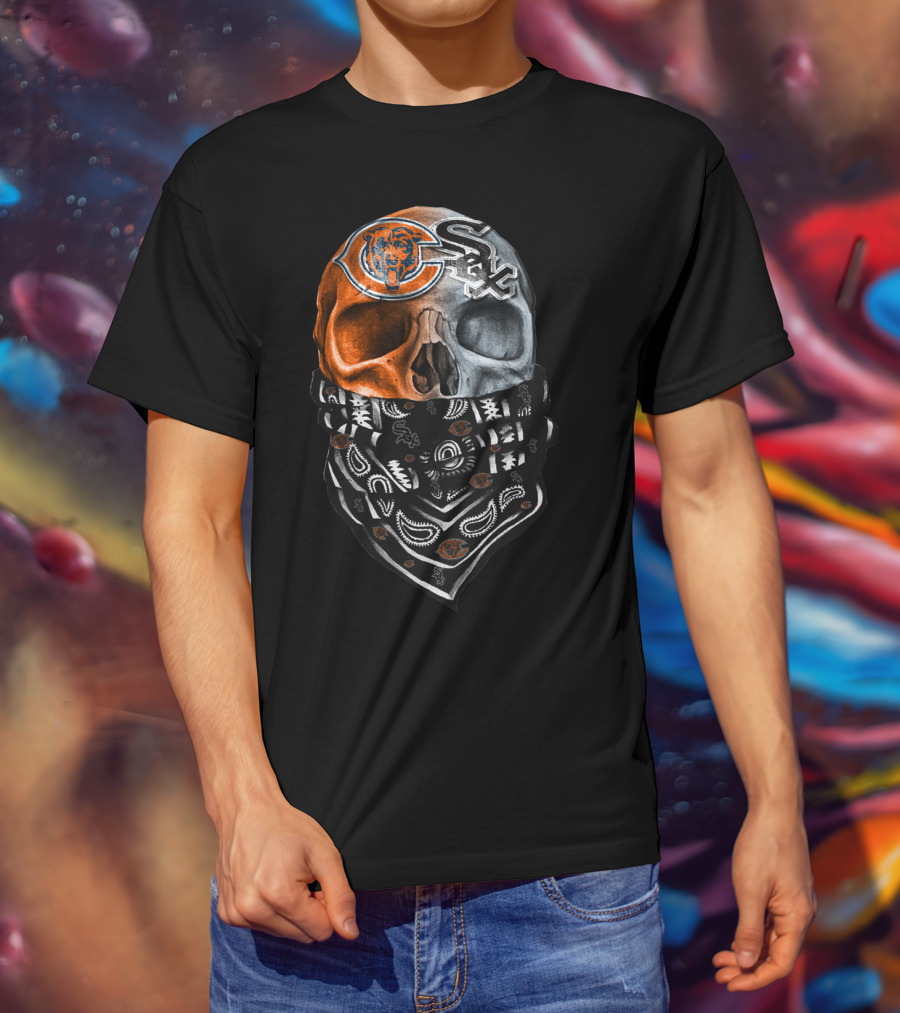Chicago Bears Chicago White Sox Skull Bandana T-Shirt