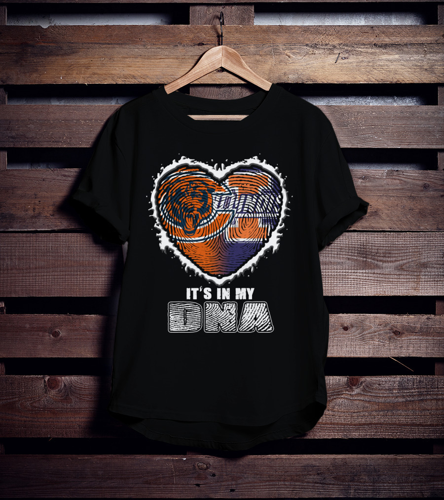 Chicago Bears It's In My Dna Heart Fingerprint T-Shirt