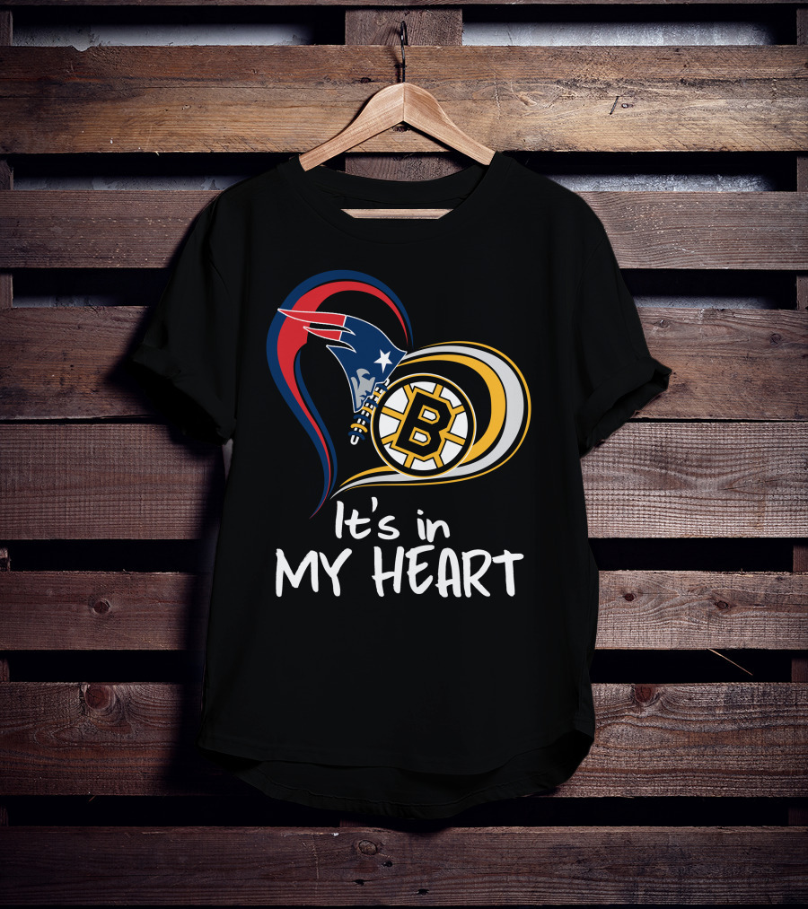 It's In My Heart Patriots Bruins T-Shirt