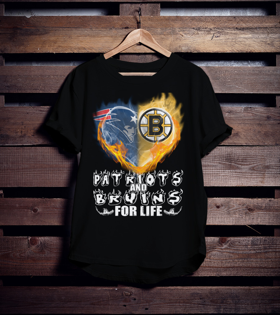 Patriots And Bruins For Life Nfl Nhl Sports Fan T-Shirt