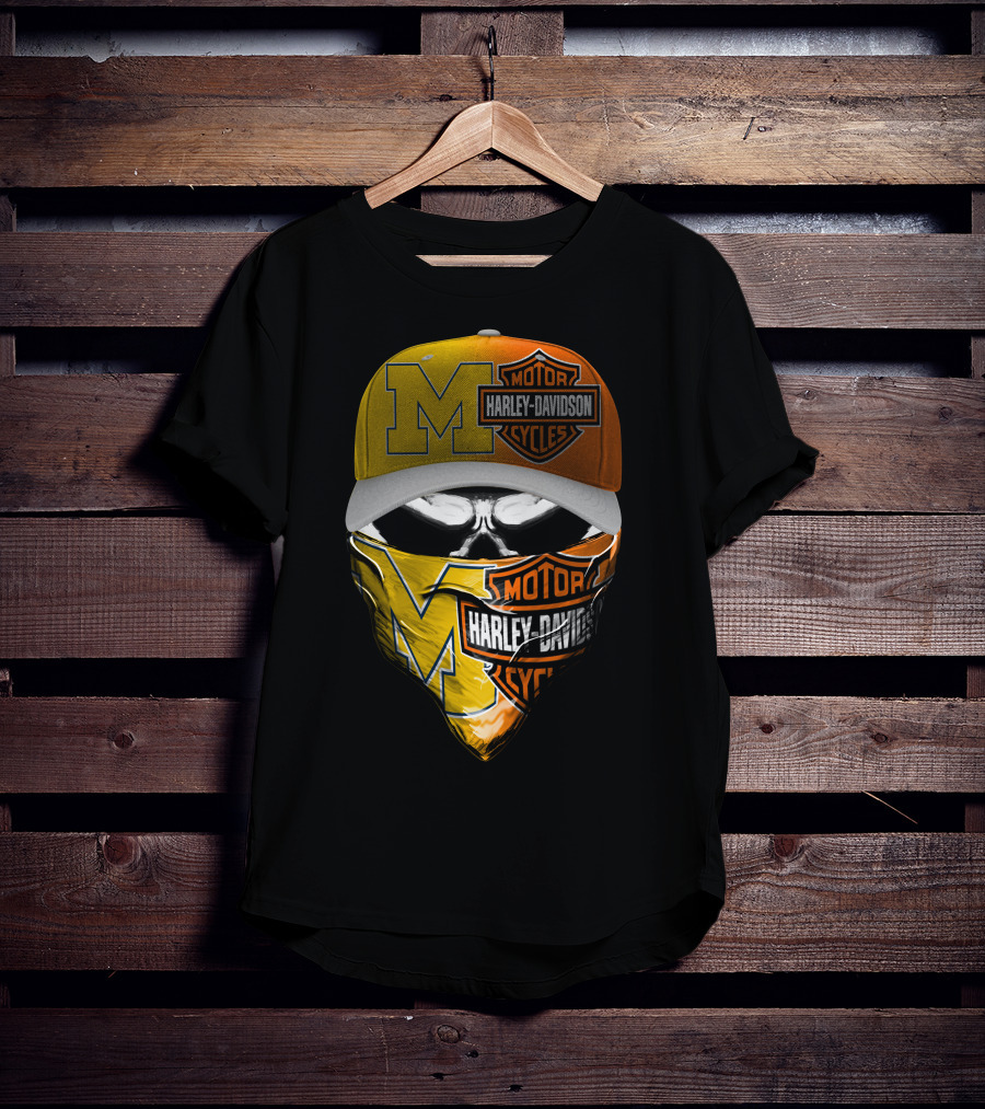 Harley Davidson Motorcycles Skull With M Logo Hat And Bandana T-Shirt