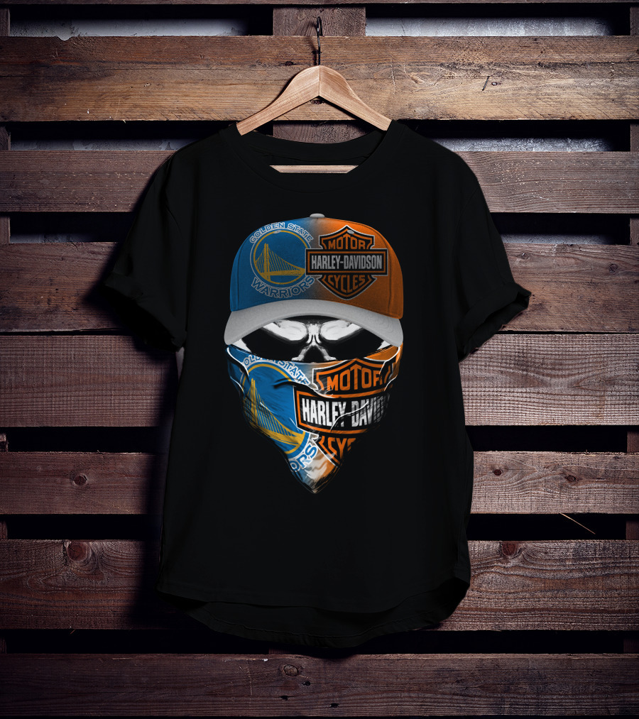 Golden State Warriors Harley Davidson Mask Cap T-Shirt
