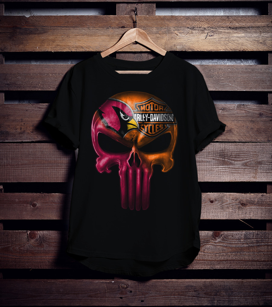 Arizona Cardinals Harley Davidson Skull T-Shirt