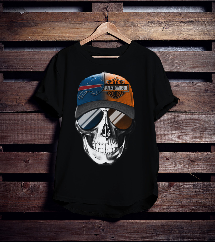 Buffalo Bills Harley Davidson Skull Cap T-Shirt