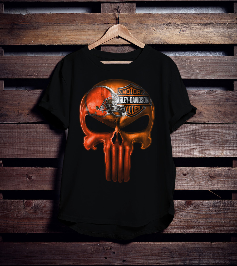 Harley Davidson Skull With Football Helmet T-Shirt