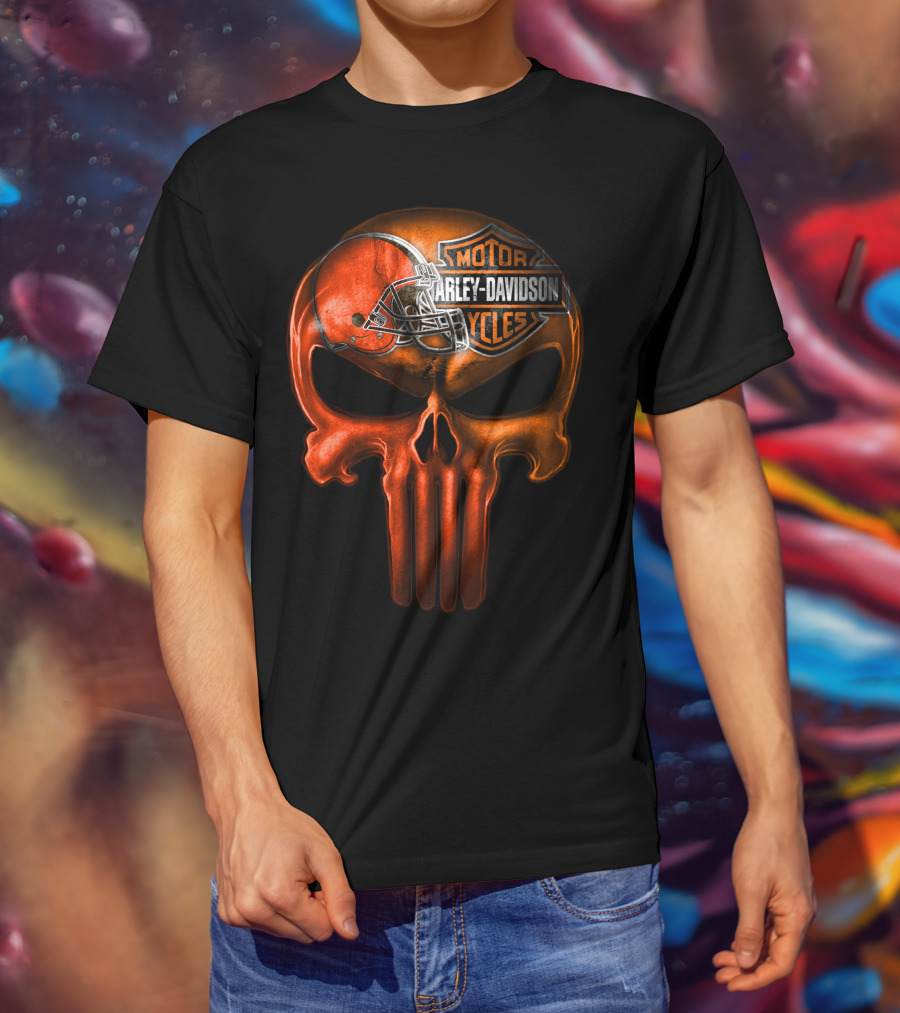Harley Davidson Skull With Football Helmet T-Shirt