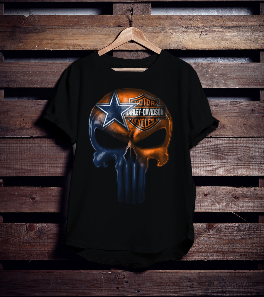 Harley Davidson Motor Cycles Dallas Cowboys Skull 09Hl T-Shirt
