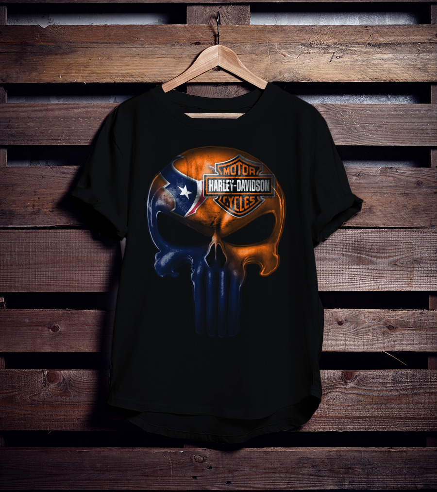 Houston Texans Harley Davidson Skull T-Shirt