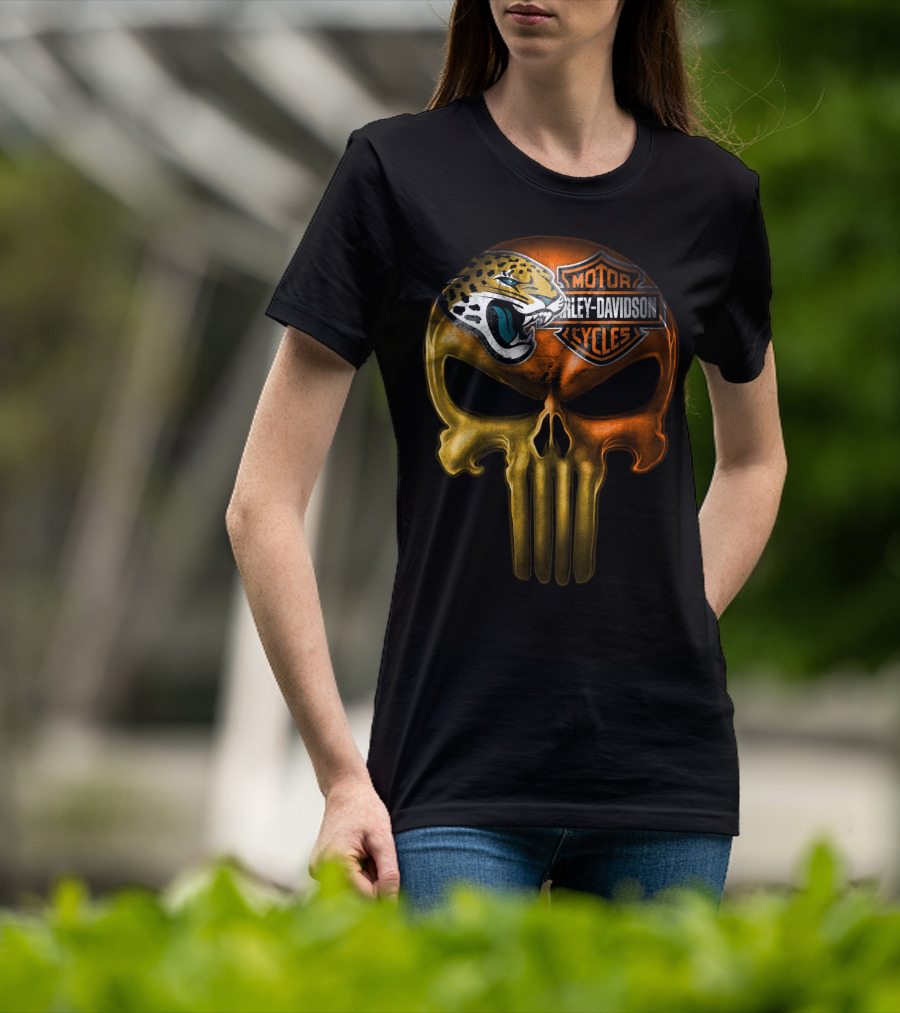 Jacksonville Jaguars Harley Davidson Skull T-Shirt