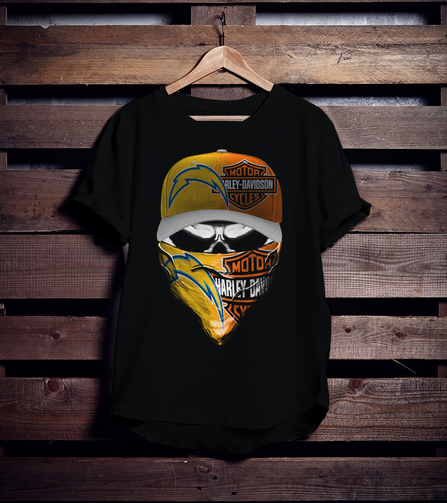 Motor Harley Davidson Los Angeles Chargers Skull T-Shirt