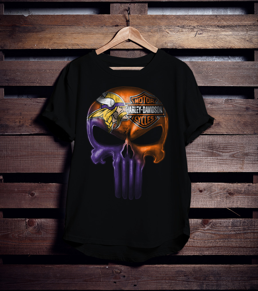 Vikings Skull Harley Davidson Punisher Crossover 20Hl T-Shirt