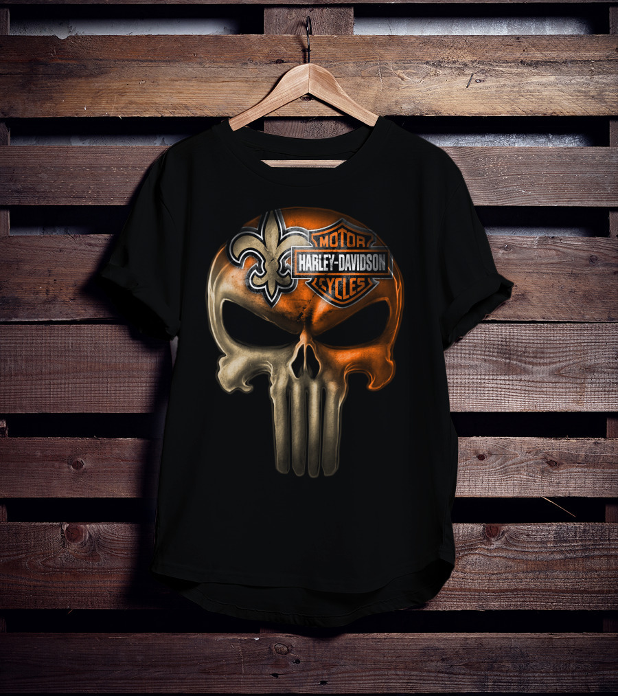 Harley Davidson Motorcycles Skull With Fleur-De-Lis T-Shirt