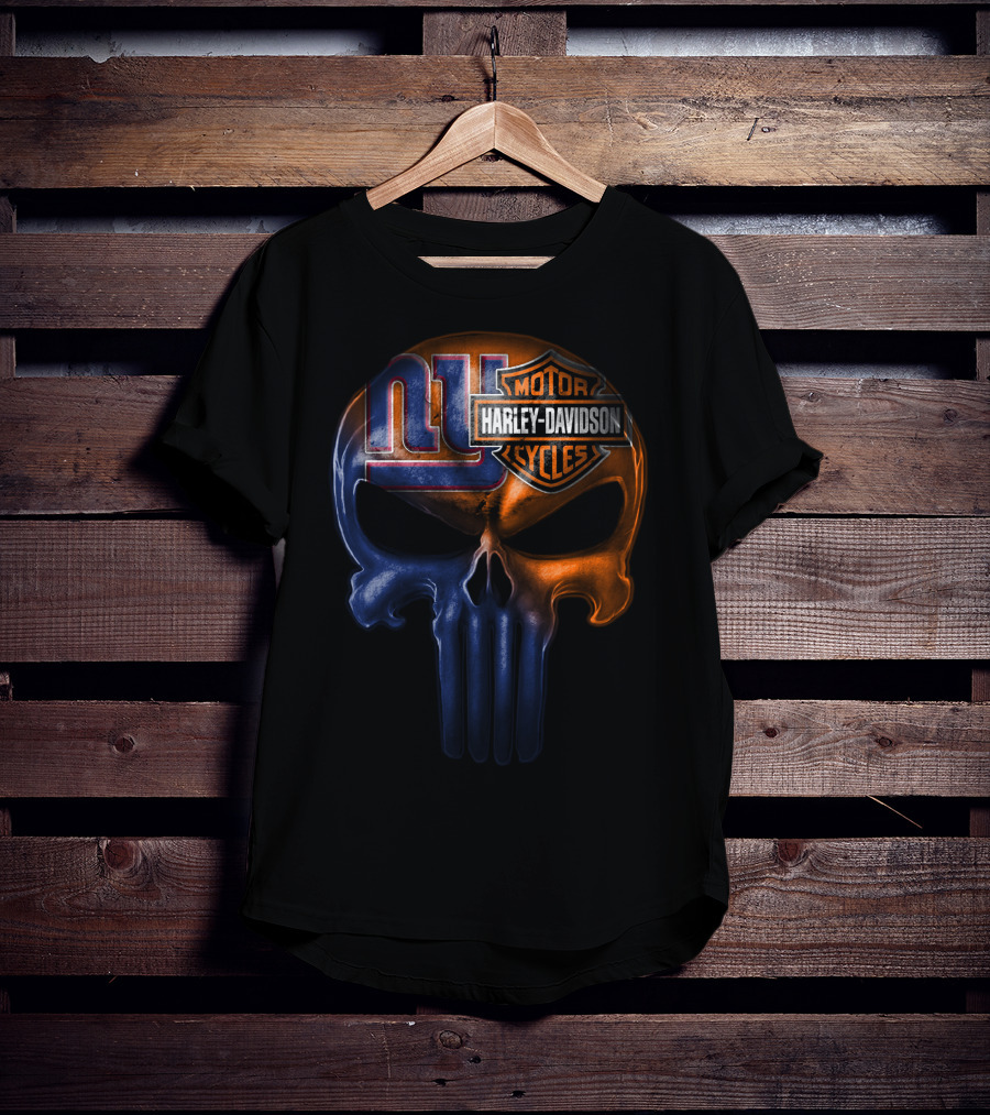 Ny Giants Harley Davidson Punisher Skull 23Hl T-Shirt