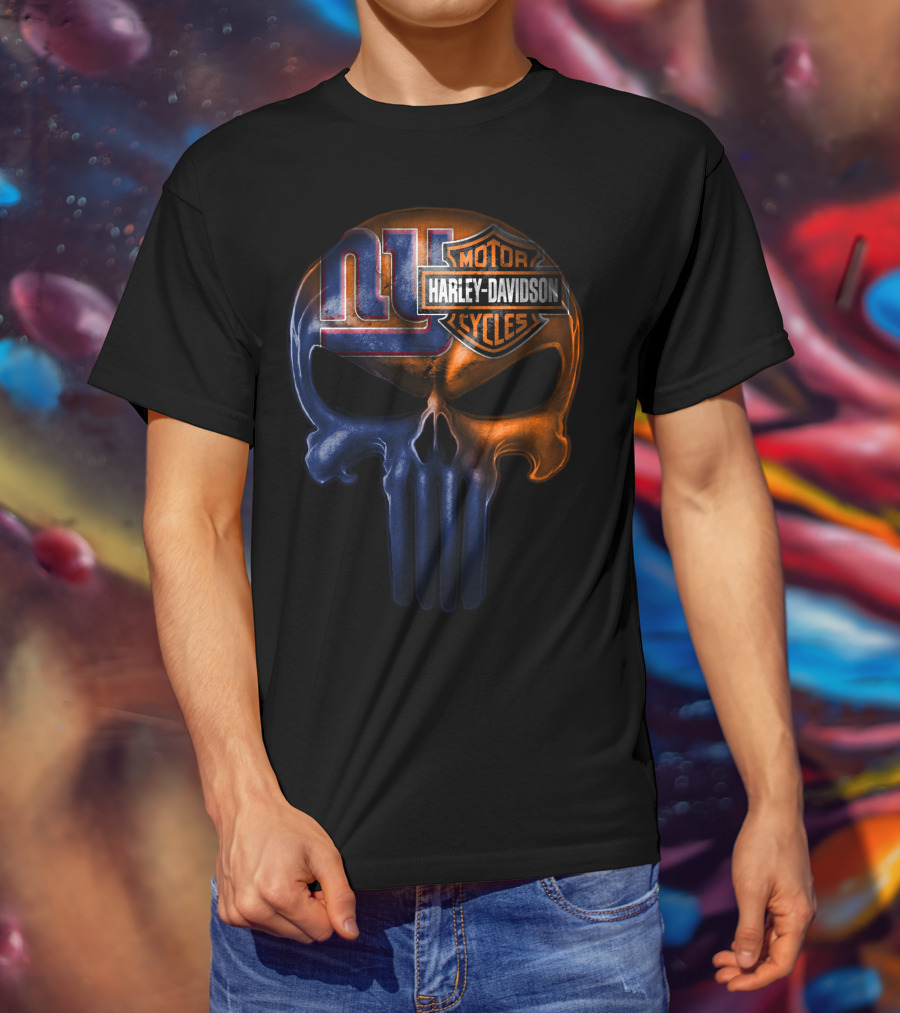 Ny Giants Harley Davidson Punisher Skull 23Hl T-Shirt