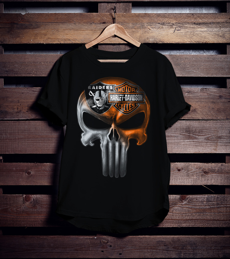 Raiders Harley Davidson Punisher Skull T-Shirt