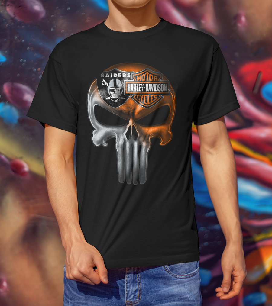 Raiders Harley Davidson Punisher Skull T-Shirt