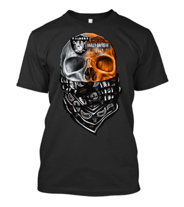 Raiders Harley Davidson Dual Skull Bandana T-Shirt